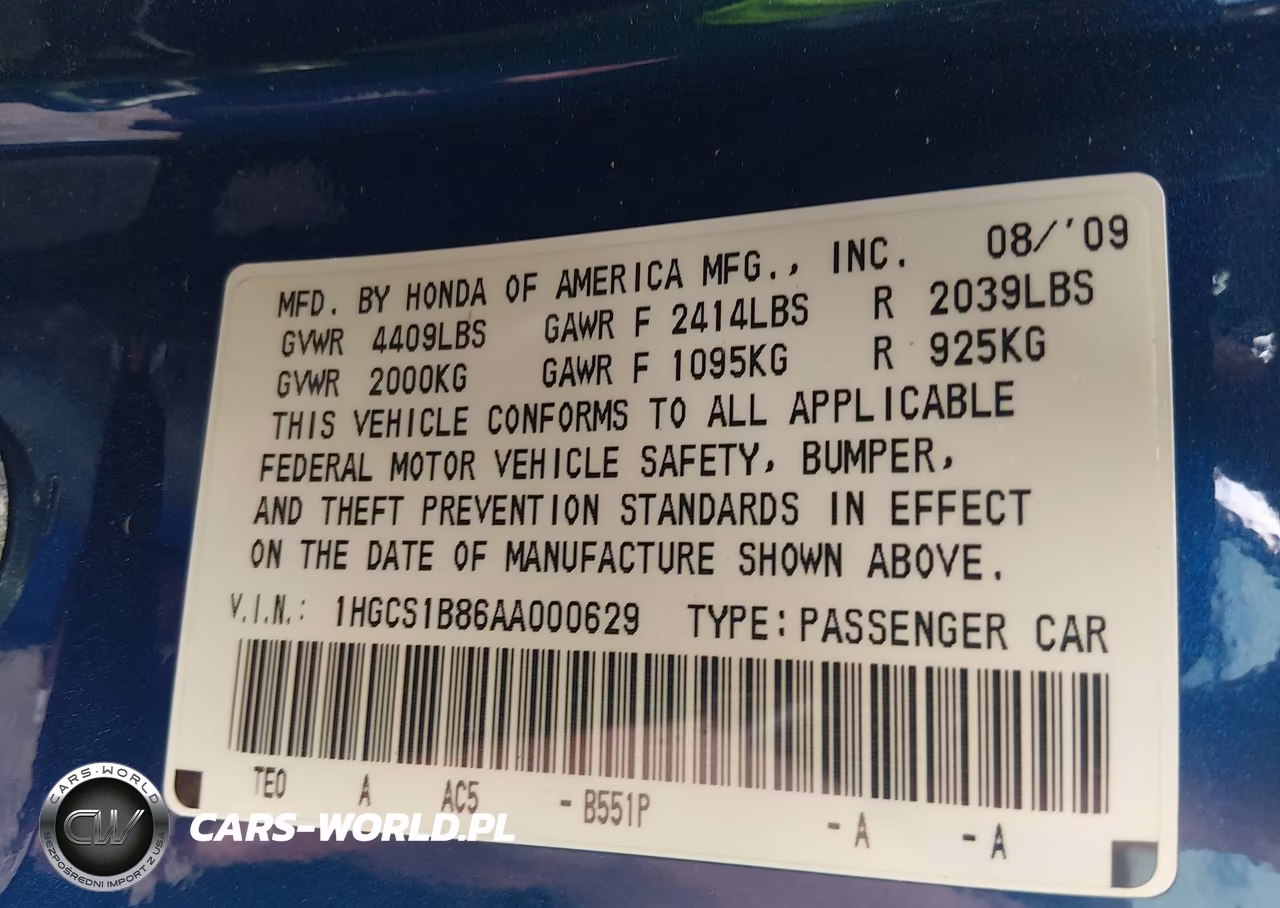 2010 Honda Accord 2.4 Ex-L VIN:1HGCS1B86AA000629 - 9