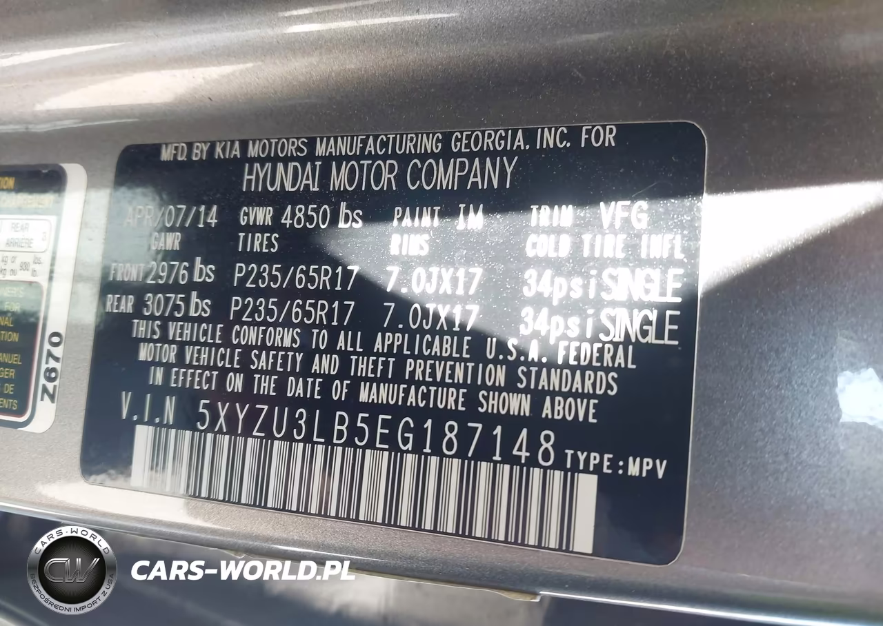 2014 Hyundai Santa Fe Sport 2.4L VIN:5XYZU3LB5EG187148 - 9