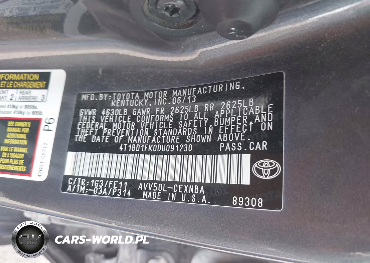 2013 Toyota Camry Hybrid Le VIN:4T1BD1FK0DU091230 - 9