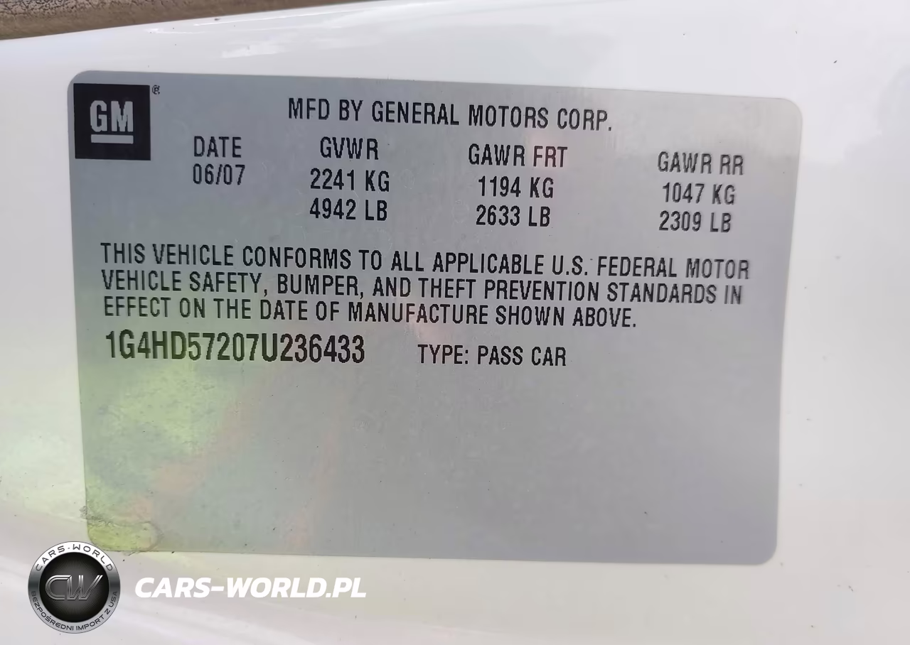 2007 Buick Lucerne Cxl VIN:1G4HD57207U236433 - 9