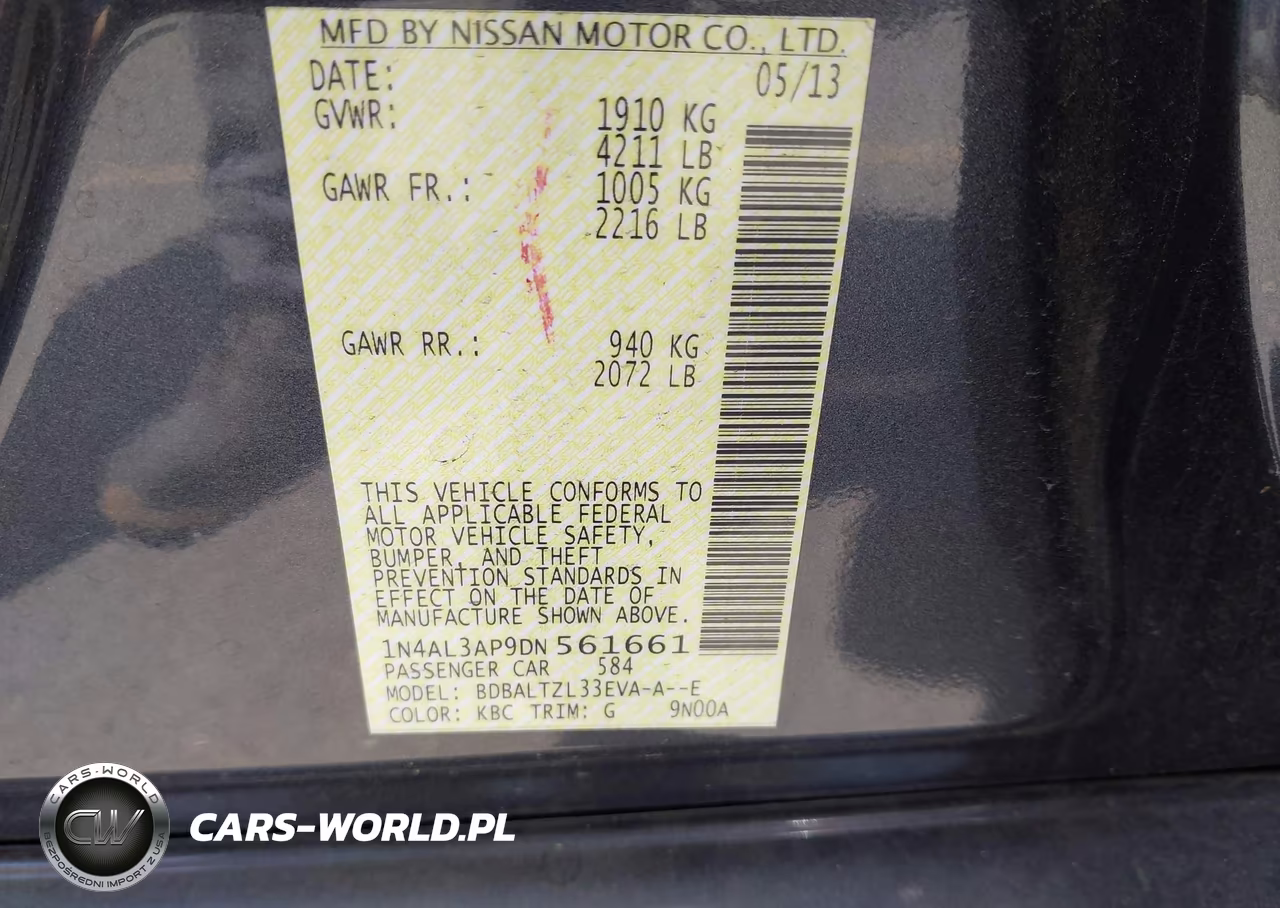 2013 Nissan Altima 2.5 Sv VIN:1N4AL3AP9DN561661 - 9