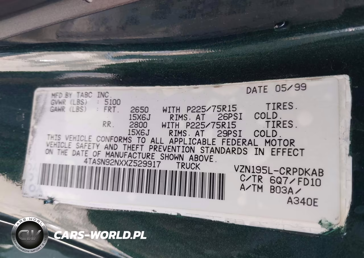 1999 Toyota Tacoma Prerunner V6 VIN:4TASN92NXXZ529917 - 9