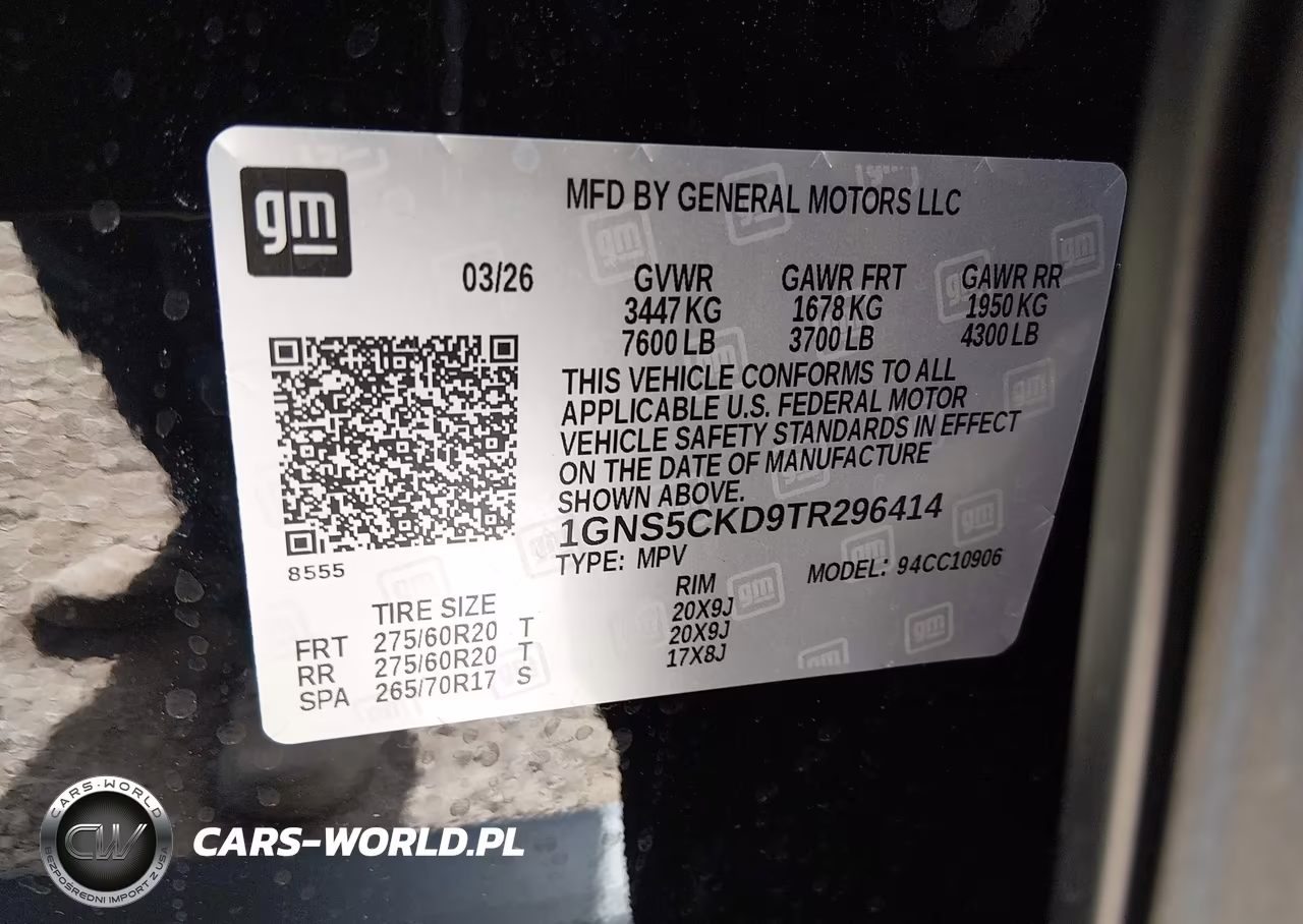 2026 Chevrolet Suburban Lt, Rwd VIN:1GNS5CKD9TR296414 - 9