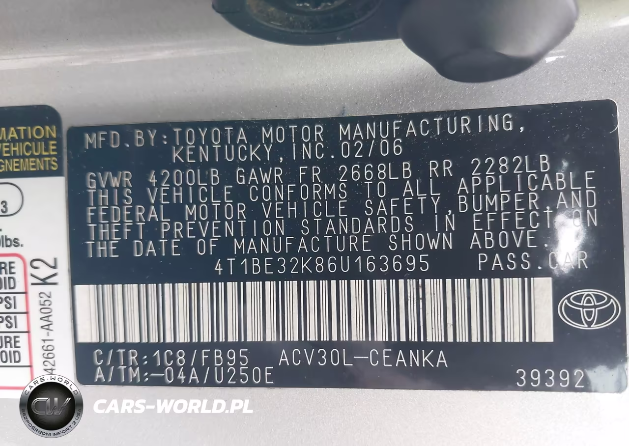 2006 Toyota Camry Le VIN:4T1BE32K86U163695 - 9