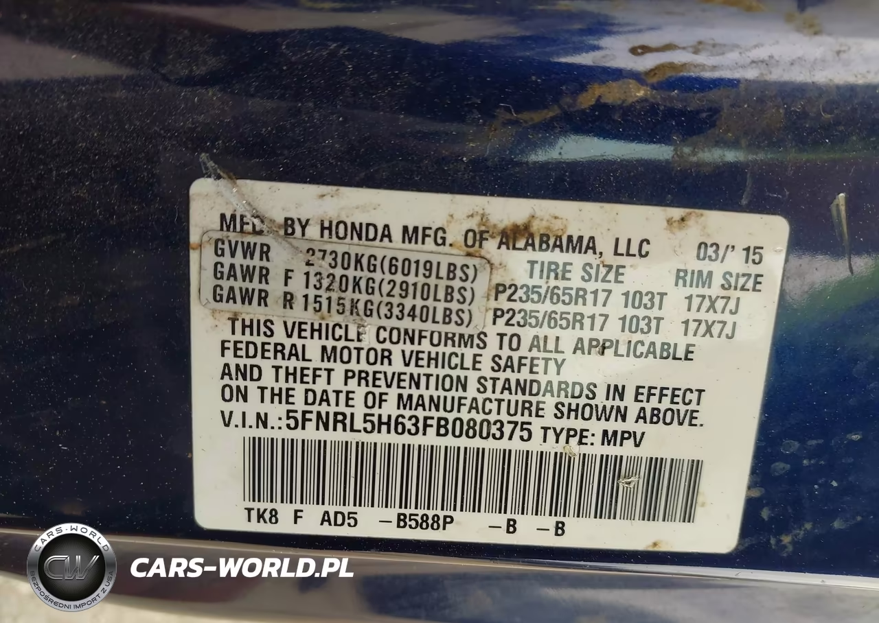 2015 Honda Odyssey Ex-L VIN:5FNRL5H63FB080375 - 9