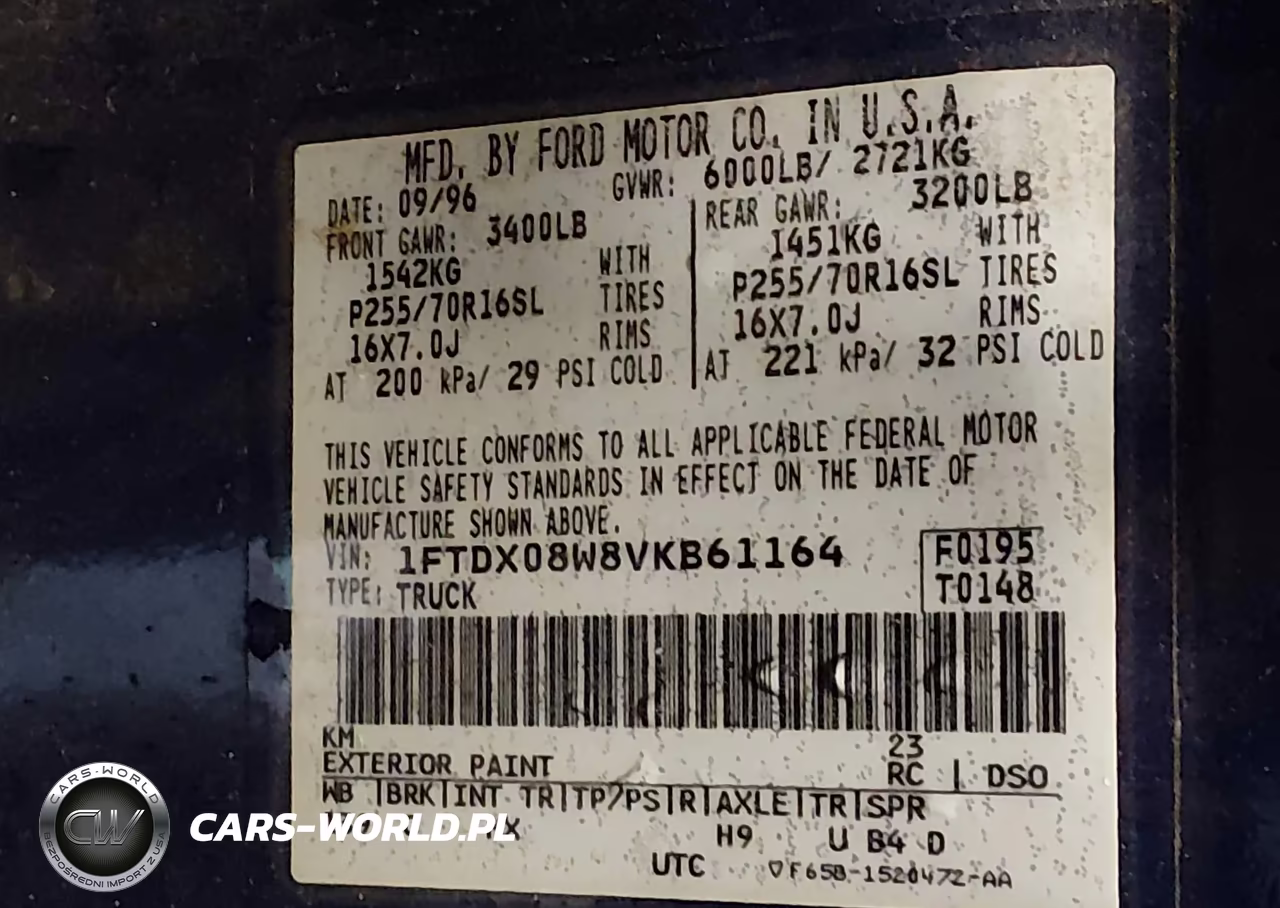 1997 Ford F-150 Lariat-Xl-Xlt VIN:1FTDX08W8VKB61164 - 9