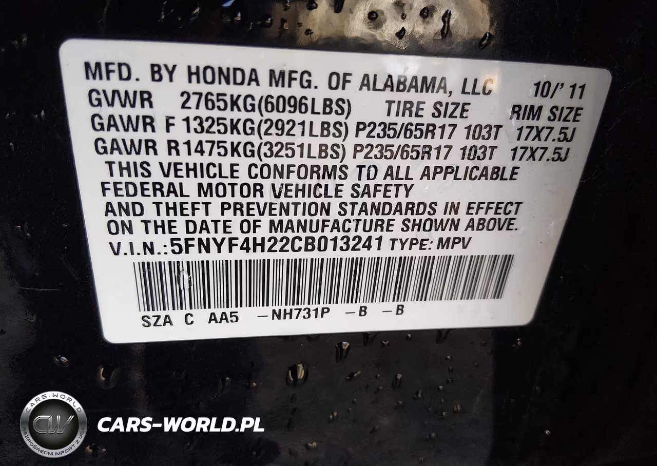 2012 Honda Pilot Lx VIN:5FNYF4H22CB013241 - 9