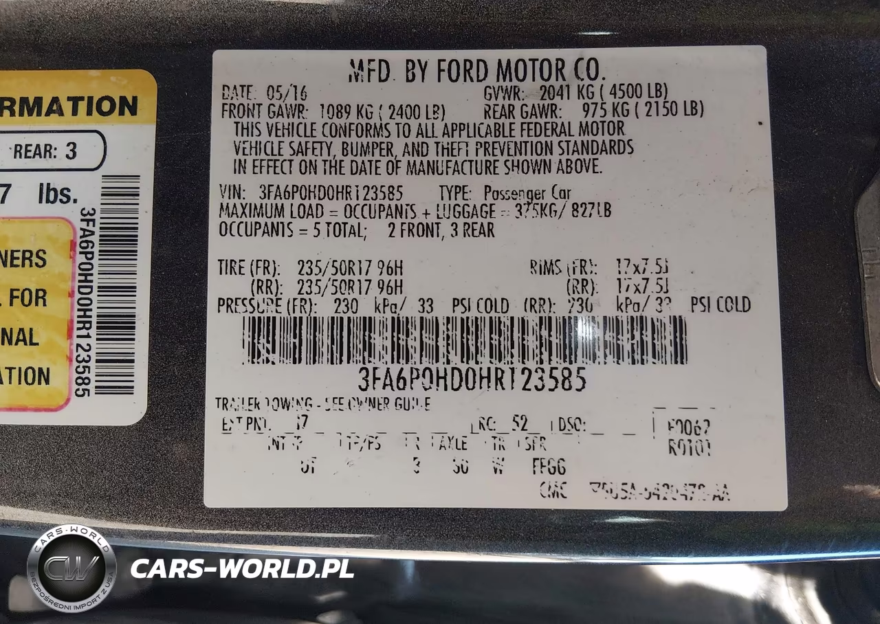 2017 Ford Fusion Se VIN:3FA6P0HD0HR123585 - 9