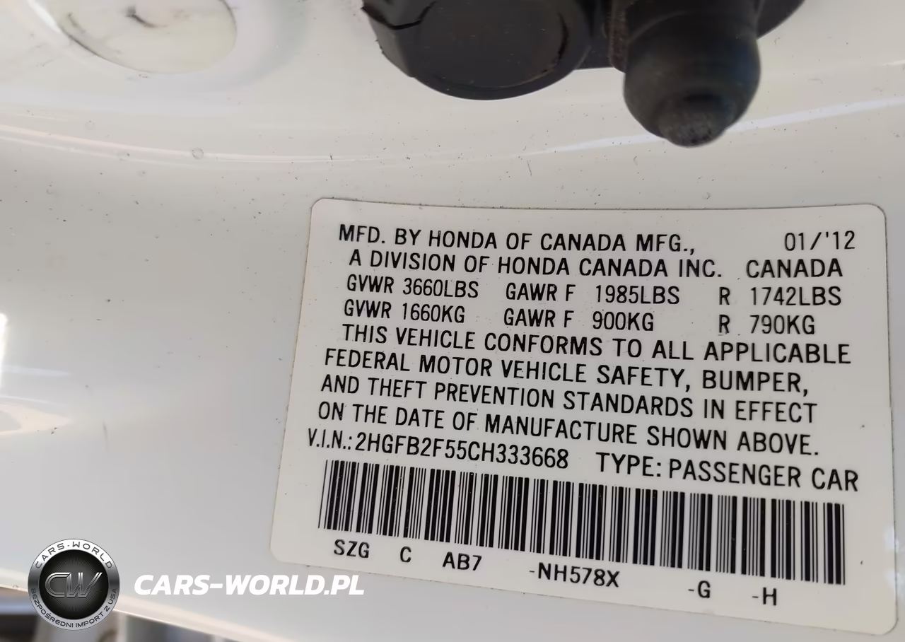 2012 Honda Civic Lx VIN:2HGFB2F55CH333668 - 9
