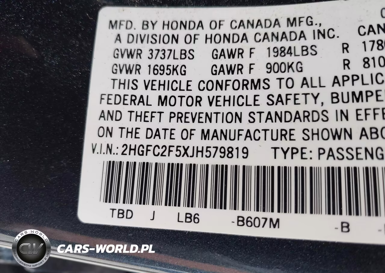 2018 Honda Civic Lx VIN:2HGFC2F5XJH579819 - 9