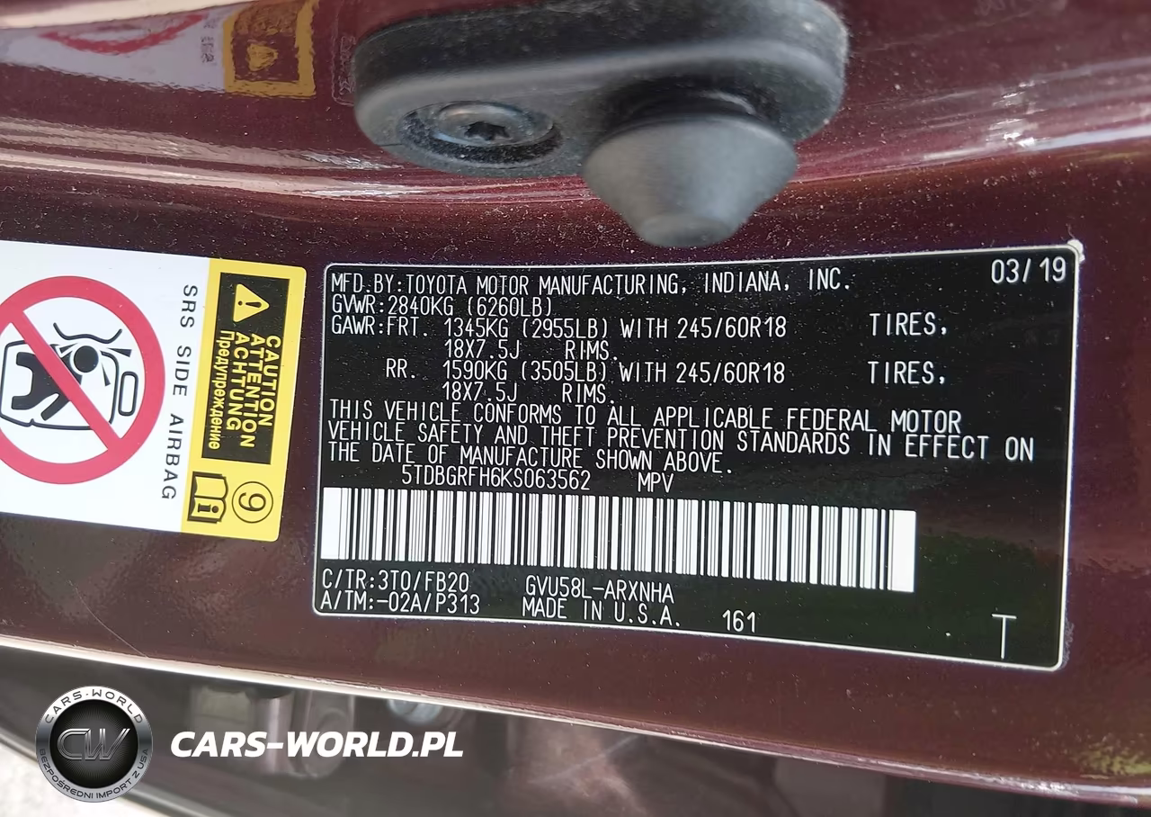 2019 Toyota Highlander Hybrid Le VIN:5TDBGRFH6KS063562 - 9