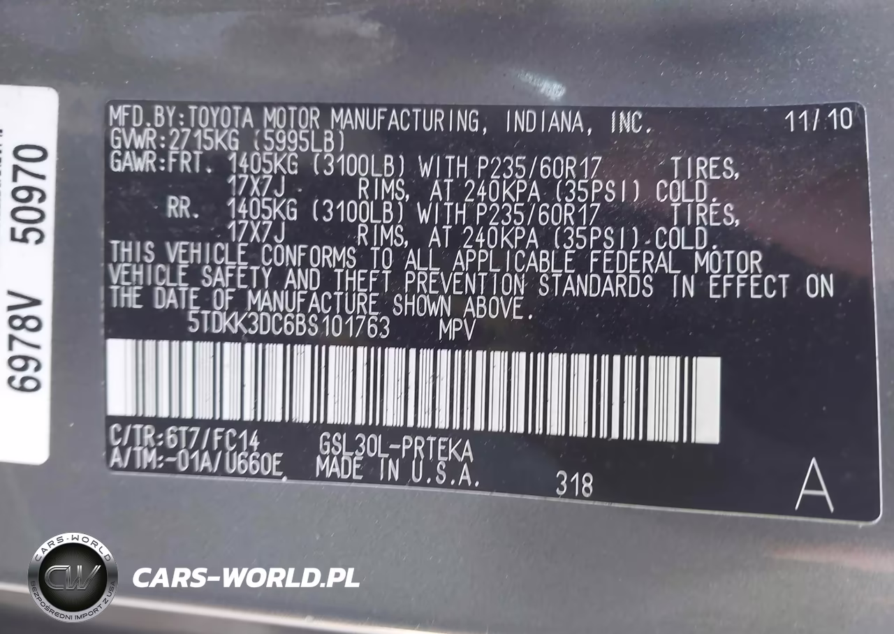 2011 Toyota Sienna Le V6 VIN:5TDKK3DC6BS101763 - 9