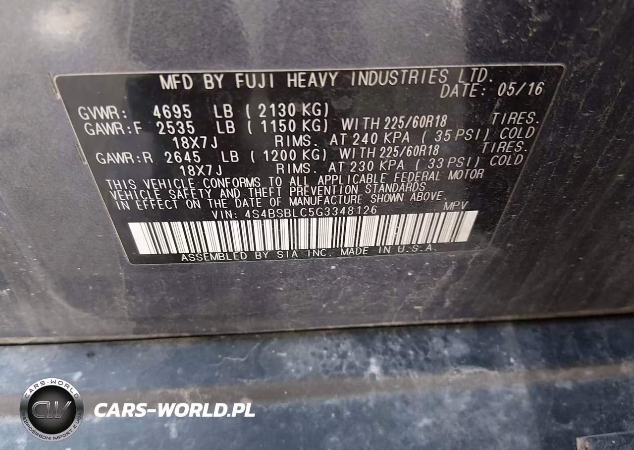 2016 Subaru Outback 2.5I Limited VIN:4S4BSBLC5G3348126 - 9