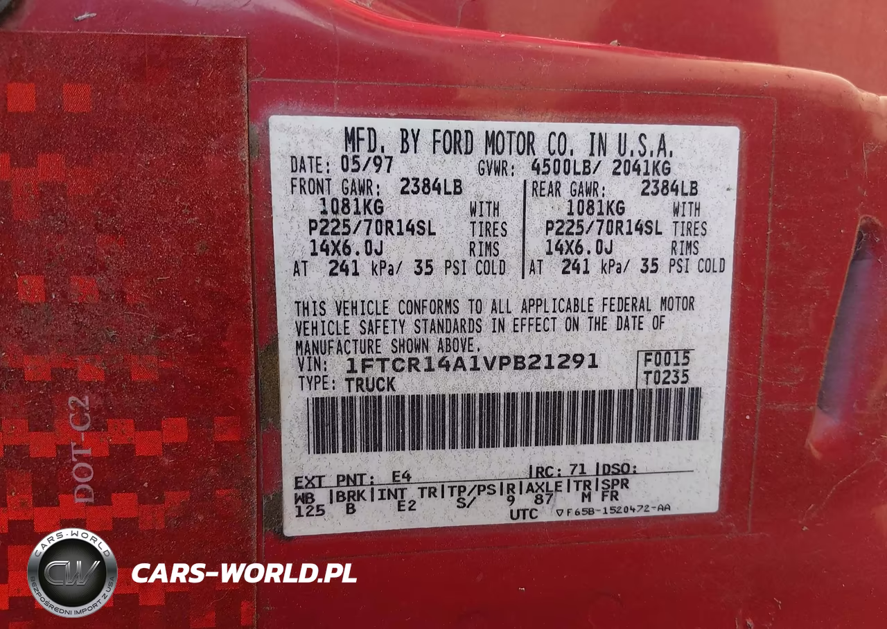 1997 Ford Ranger Xl-Xlt VIN:1FTCR14A1VPB21291 - 9