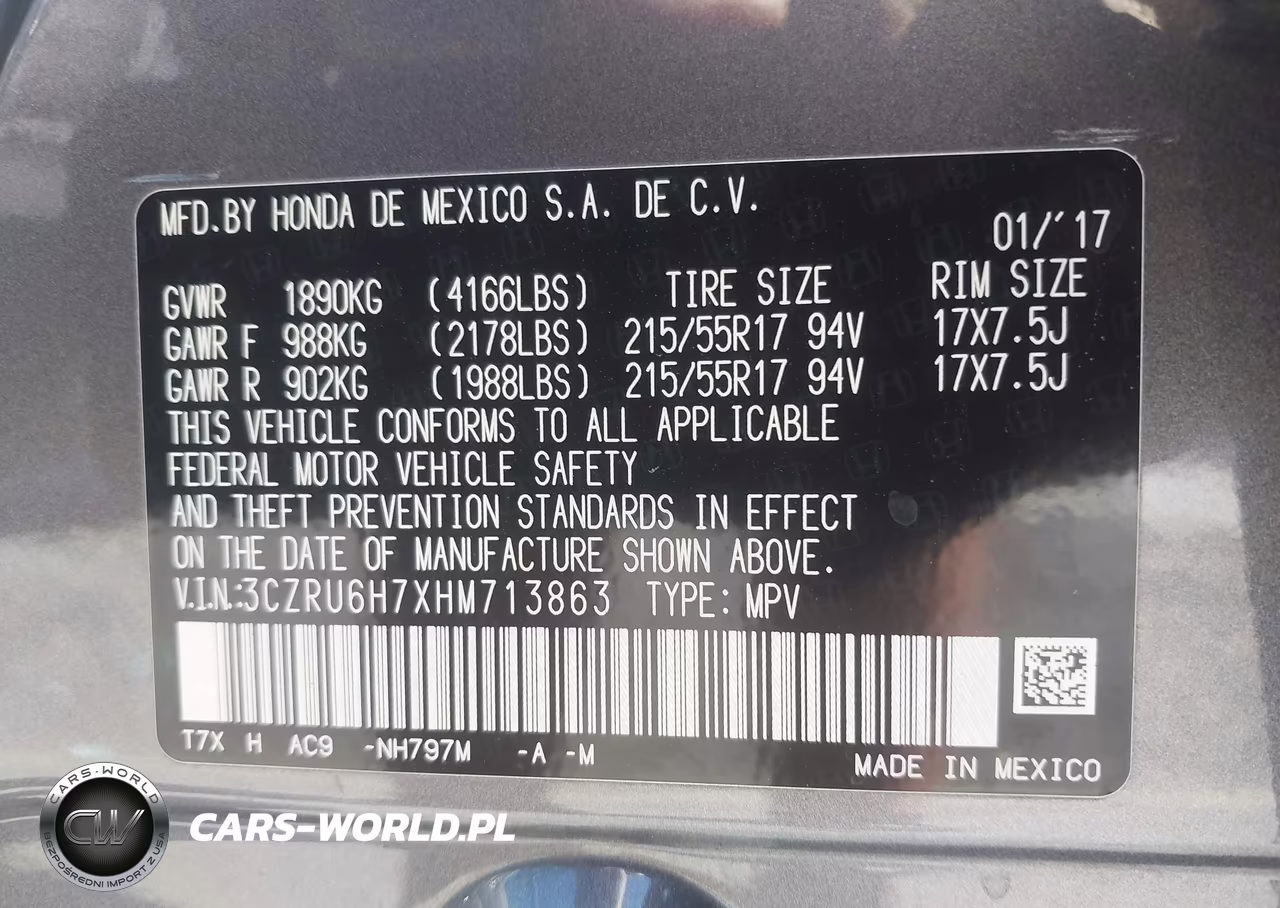 2017 Honda Hr-V Ex-L VIN:3CZRU6H7XHM713863 - 9