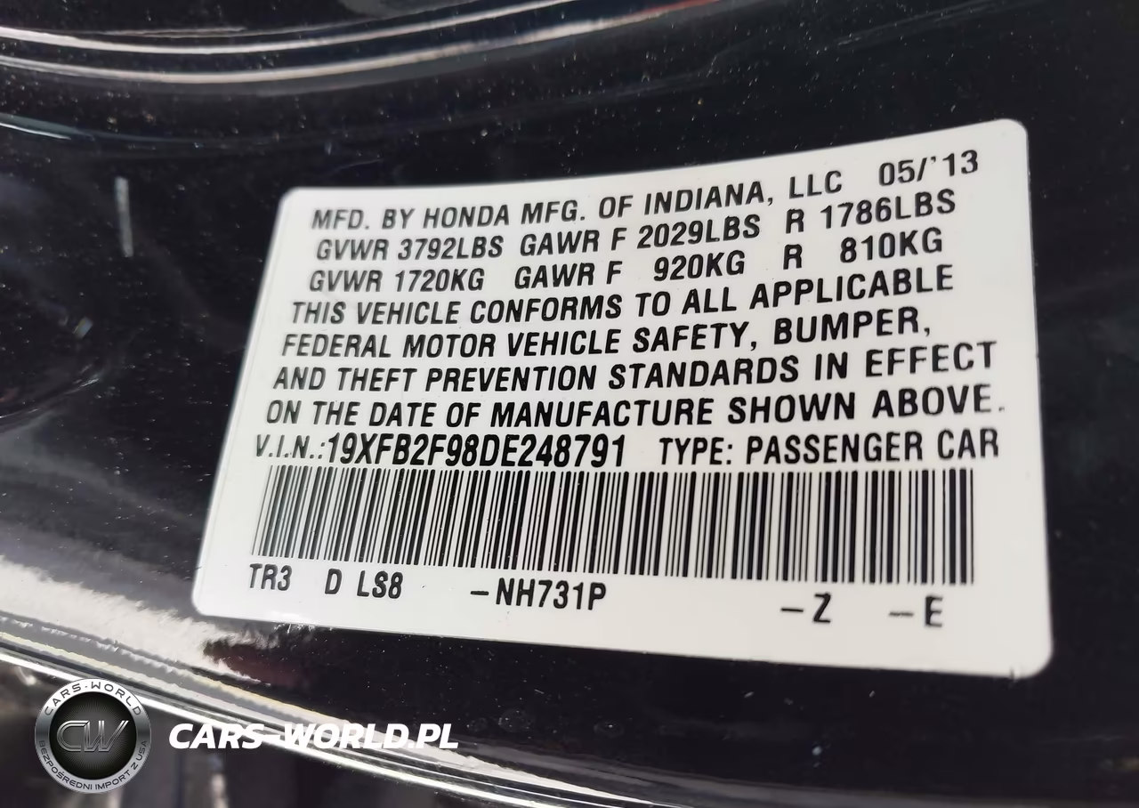 2013 Honda Civic Ex-L VIN:19XFB2F98DE248791 - 9