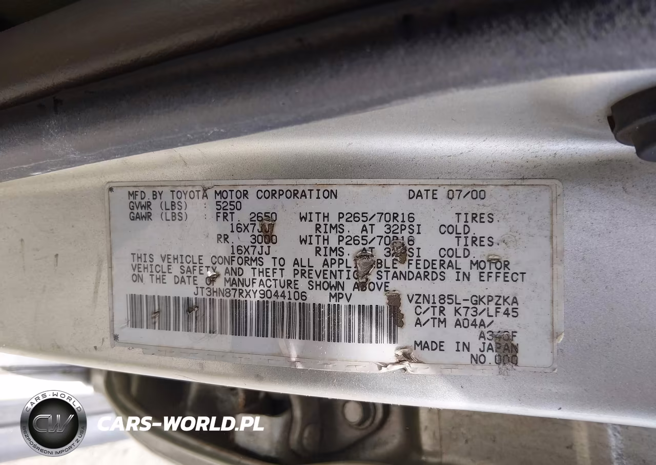 2000 Toyota 4Runner Limited V6 VIN:JT3HN87RXY9044106 - 9