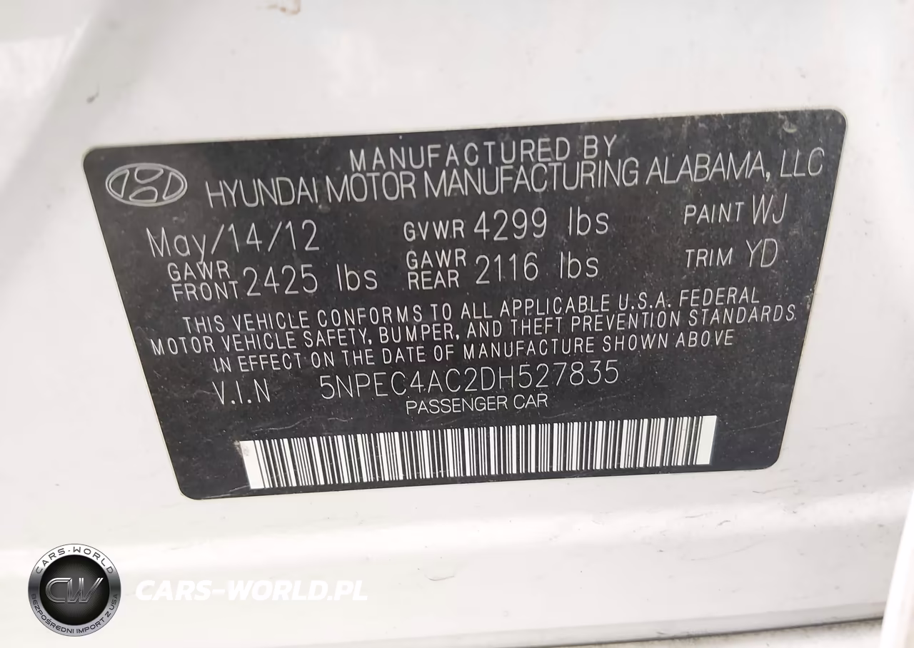 2013 Hyundai Sonata Limited VIN:5NPEC4AC2DH527835 - 9