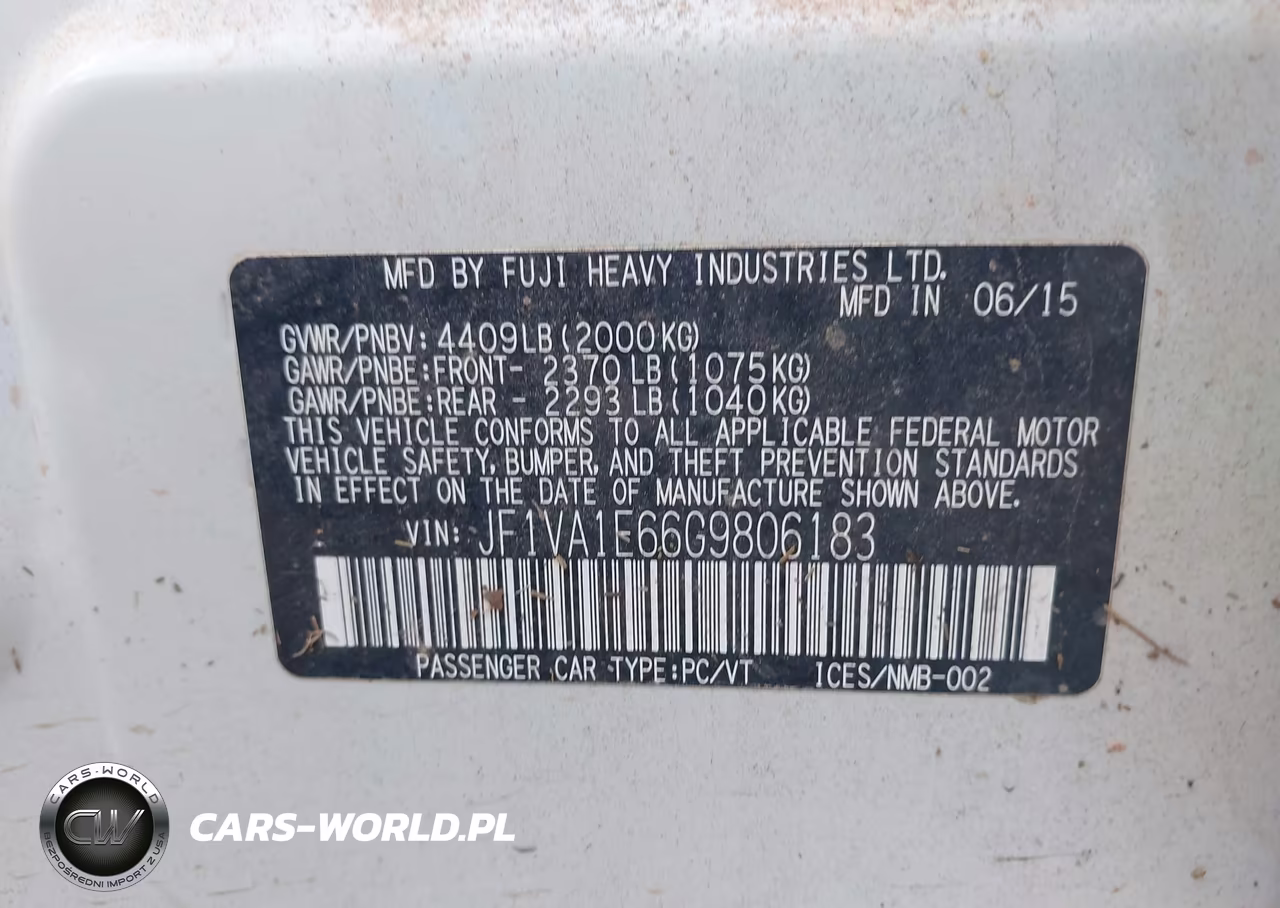 2016 Subaru Wrx Premium VIN:JF1VA1E66G9806183 - 9