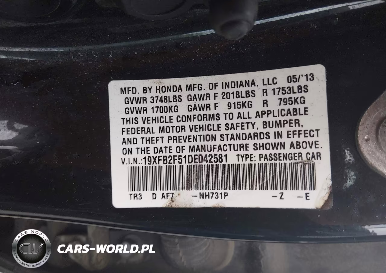2013 Honda Civic Lx VIN:19XFB2F51DE042581 - 9