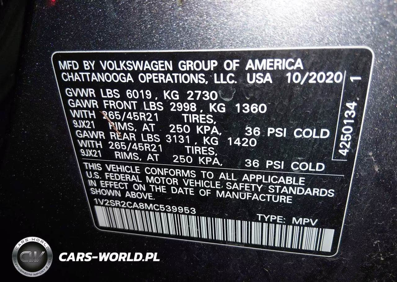 2021 Volkswagen Atlas 3.6L V6 Sel R-Line VIN:1V2SR2CA8MC539953 - 9