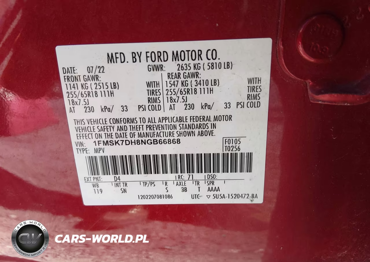2022 Ford Explorer Xlt VIN:1FMSK7DH8NGB66868 - 9