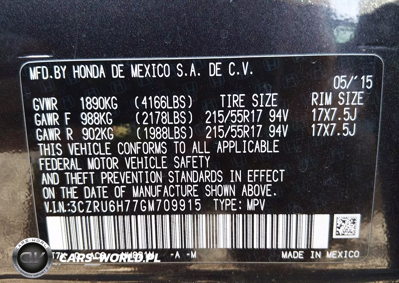 2016 Honda Hr-V Ex-L VIN:3CZRU6H77GM709915 - 9