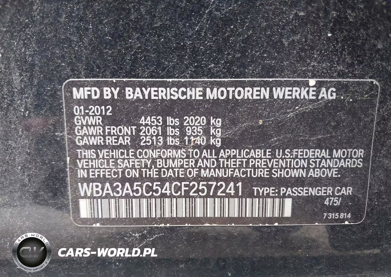2012 BMW 328I VIN:WBA3A5C54CF257241 - 9