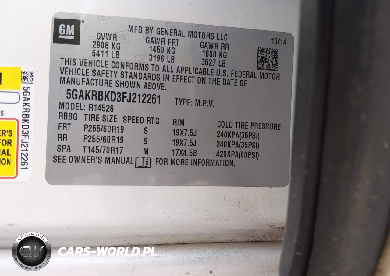 2015 Buick Enclave Leather VIN:5GAKRBKD3FJ212261 - 9