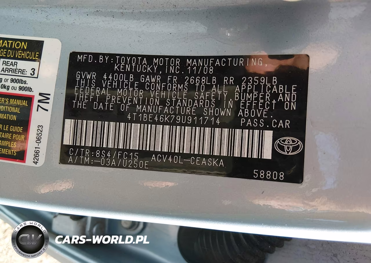 2009 Toyota Camry Se VIN:4T1BE46K79U911714 - 9
