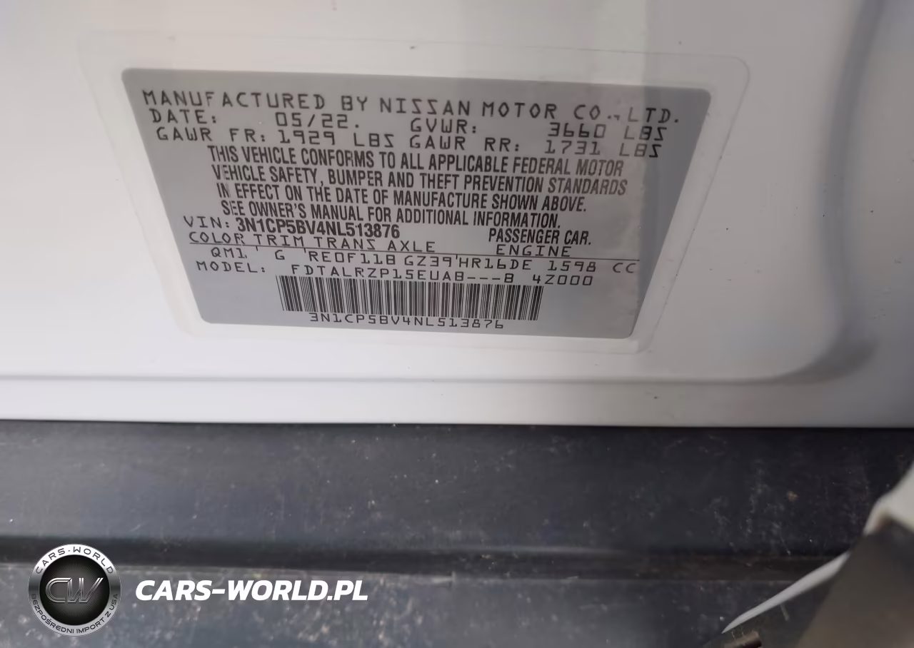 2022 Nissan Kicks S Xtronic Cvt VIN:3N1CP5BV4NL513876 - 9