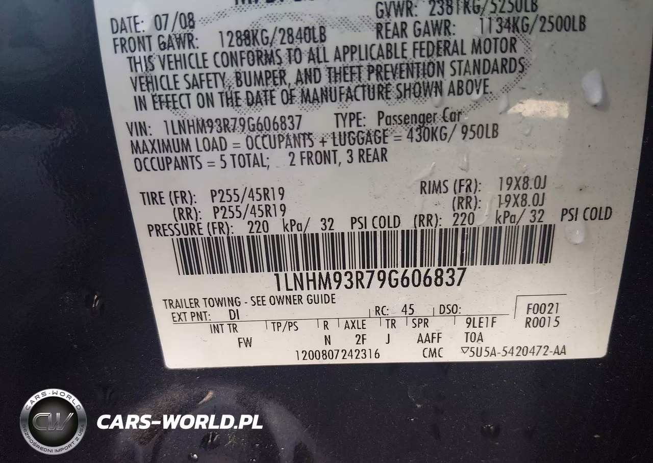 2009 Lincoln Mks VIN:1LNHM93R79G606837 - 9