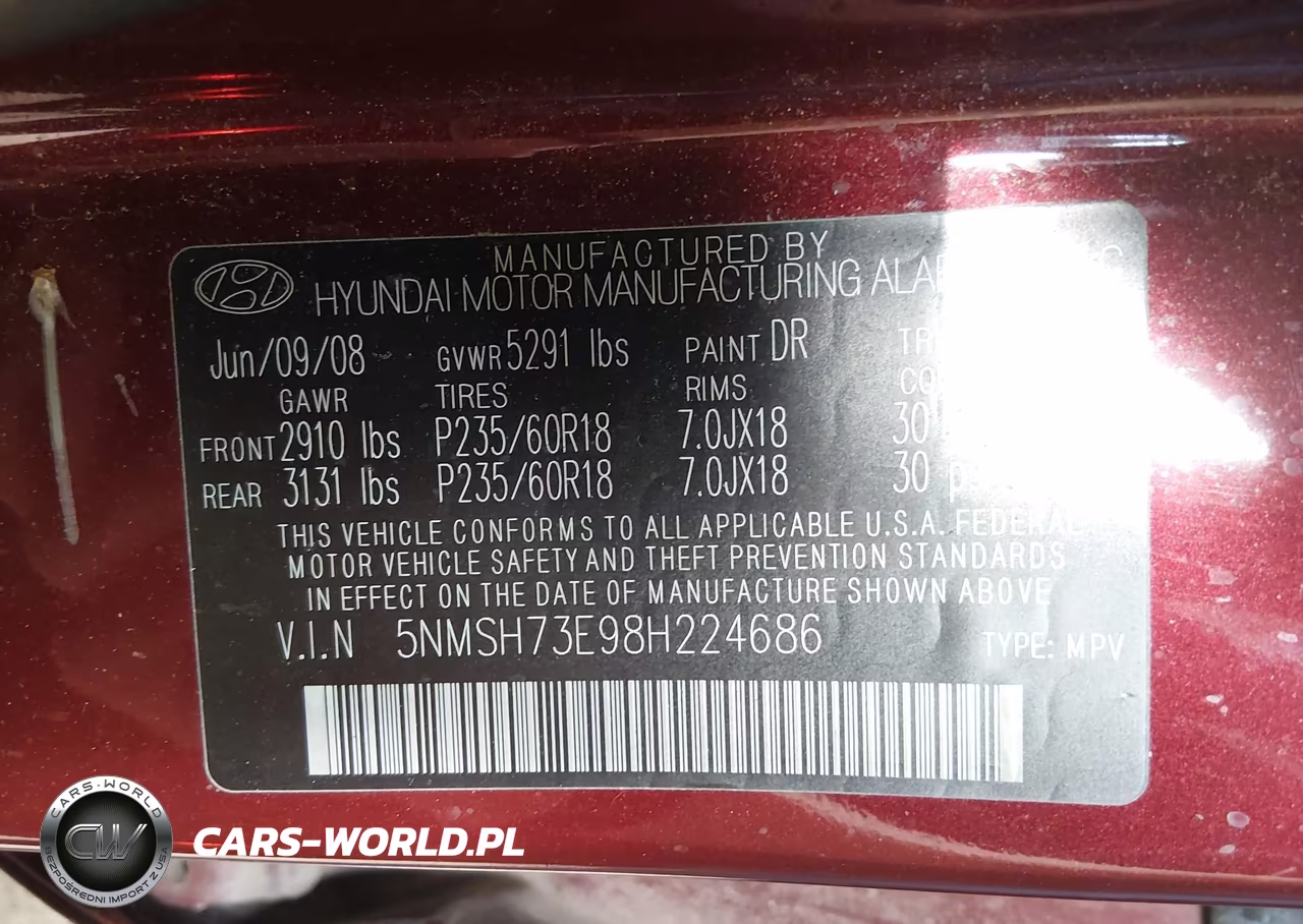 2008 Hyundai Santa Fe Limited-Se VIN:5NMSH73E98H224686 - 9