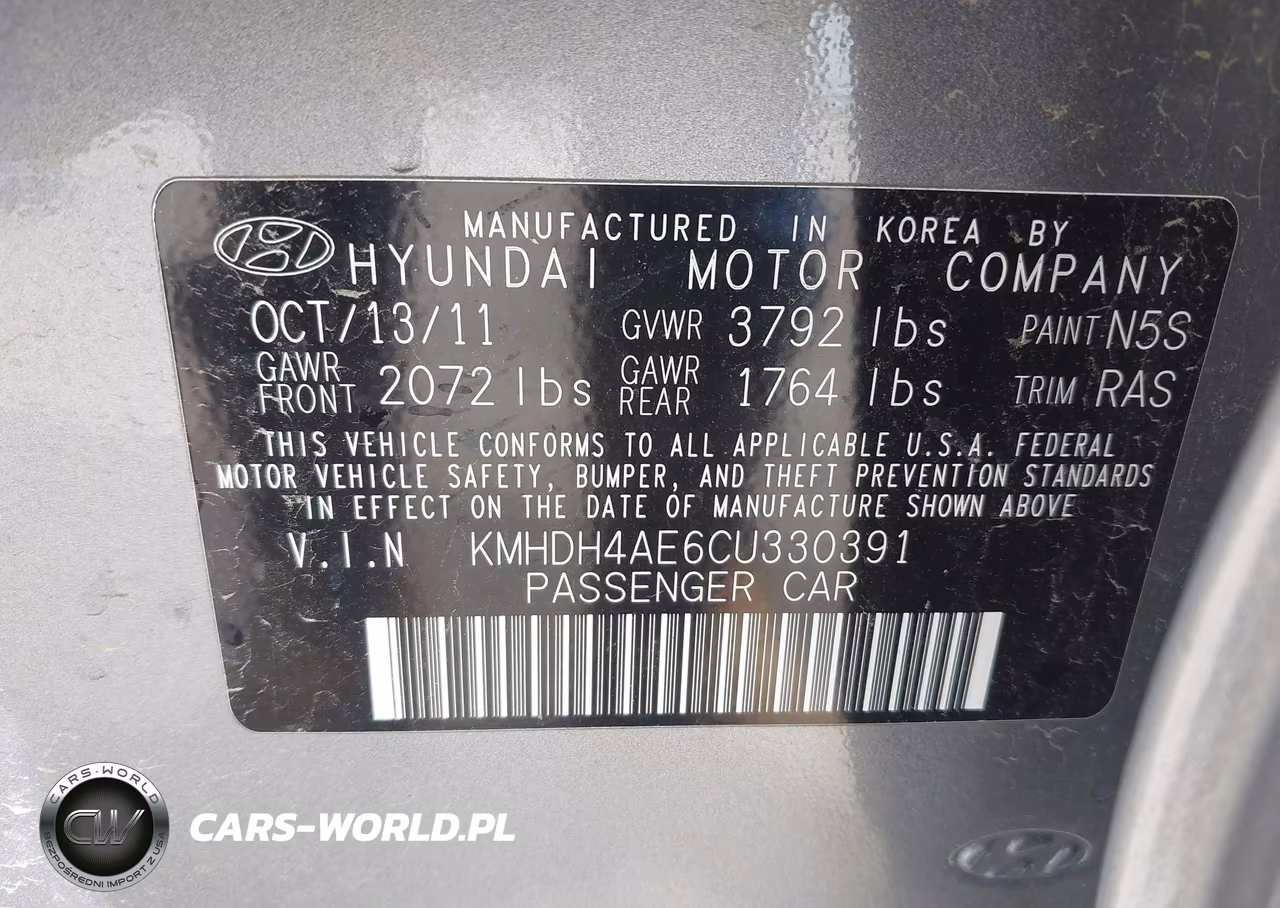 2012 Hyundai Elantra Gls (Ulsan Plant) VIN:KMHDH4AE6CU330391 - 9