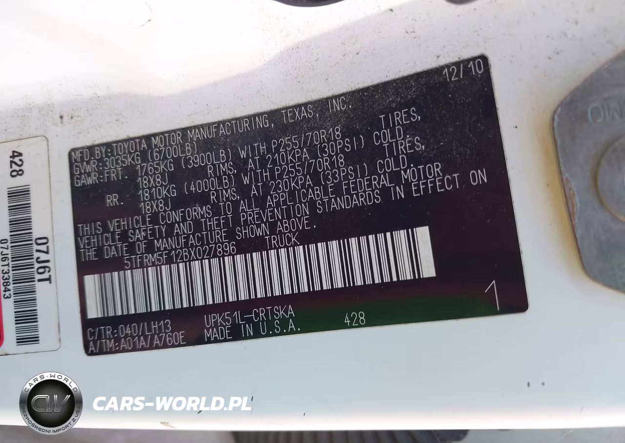 2011 Toyota Tundra Grade 4.6L V8 VIN:5TFRM5F12BX027896 - 9