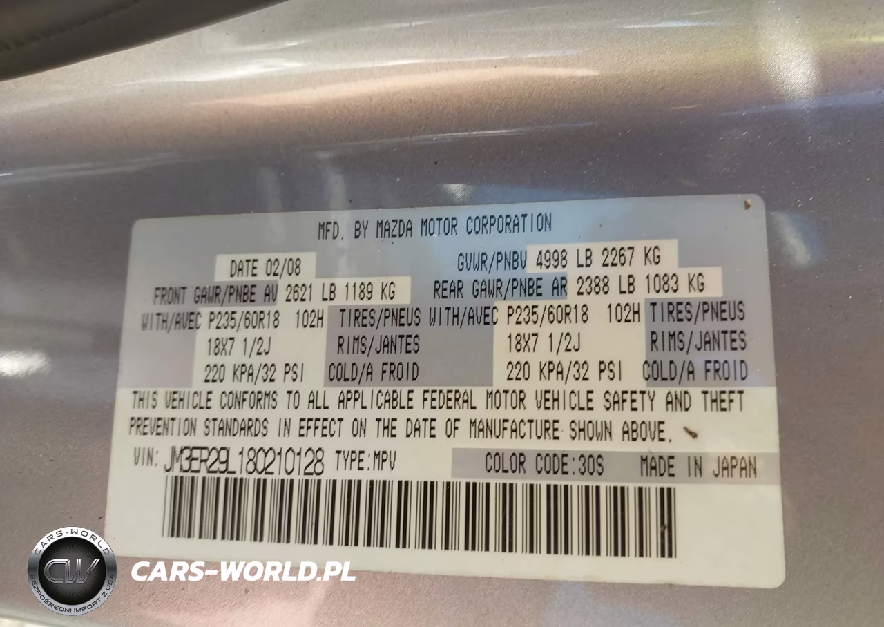 2008 Mazda Cx-7 VIN:JM3ER29L180210128 - 9