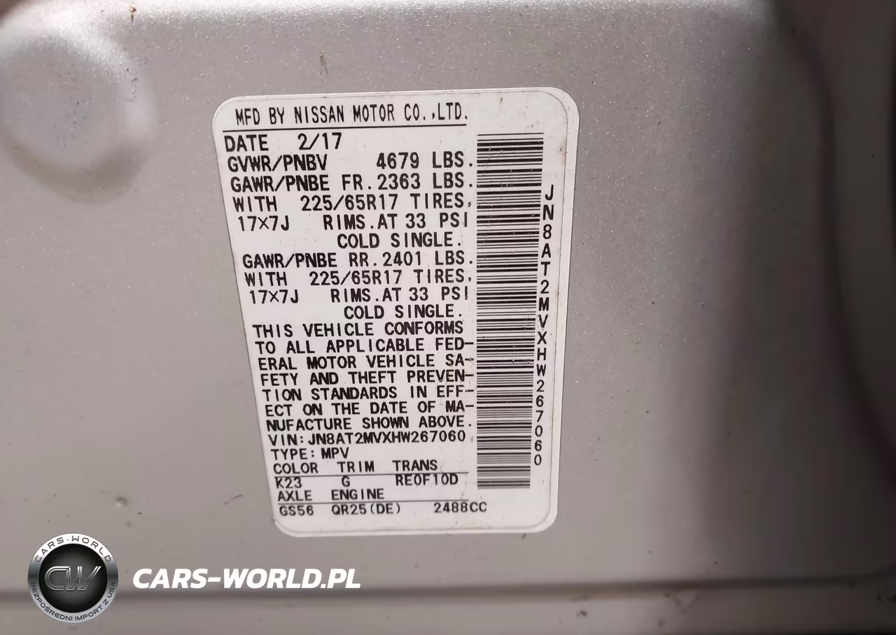 2017 Nissan Rogue Sv VIN:JN8AT2MVXHW267060 - 9