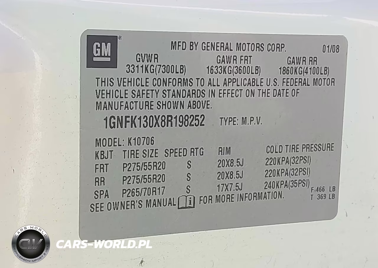 2008 Chevrolet Tahoe Ltz VIN:1GNFK130X8R198252 - 9