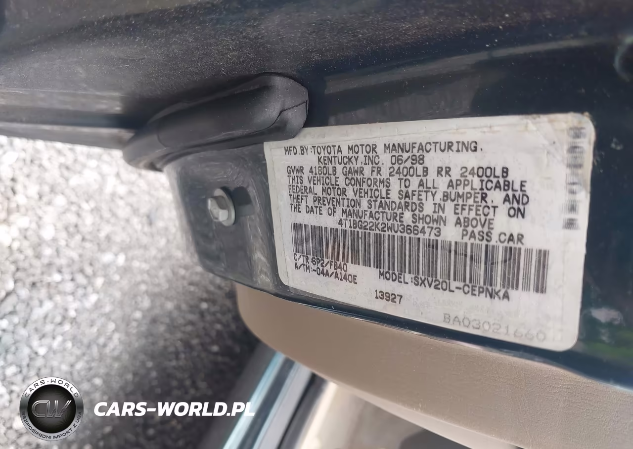 1998 Toyota Camry Le VIN:4T1BG22K2WU366473 - 9