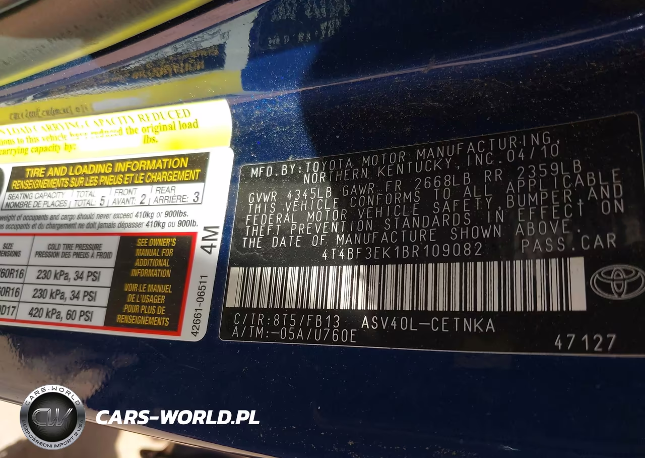 2011 Toyota Camry Le VIN:4T4BF3EK1BR109082 - 9