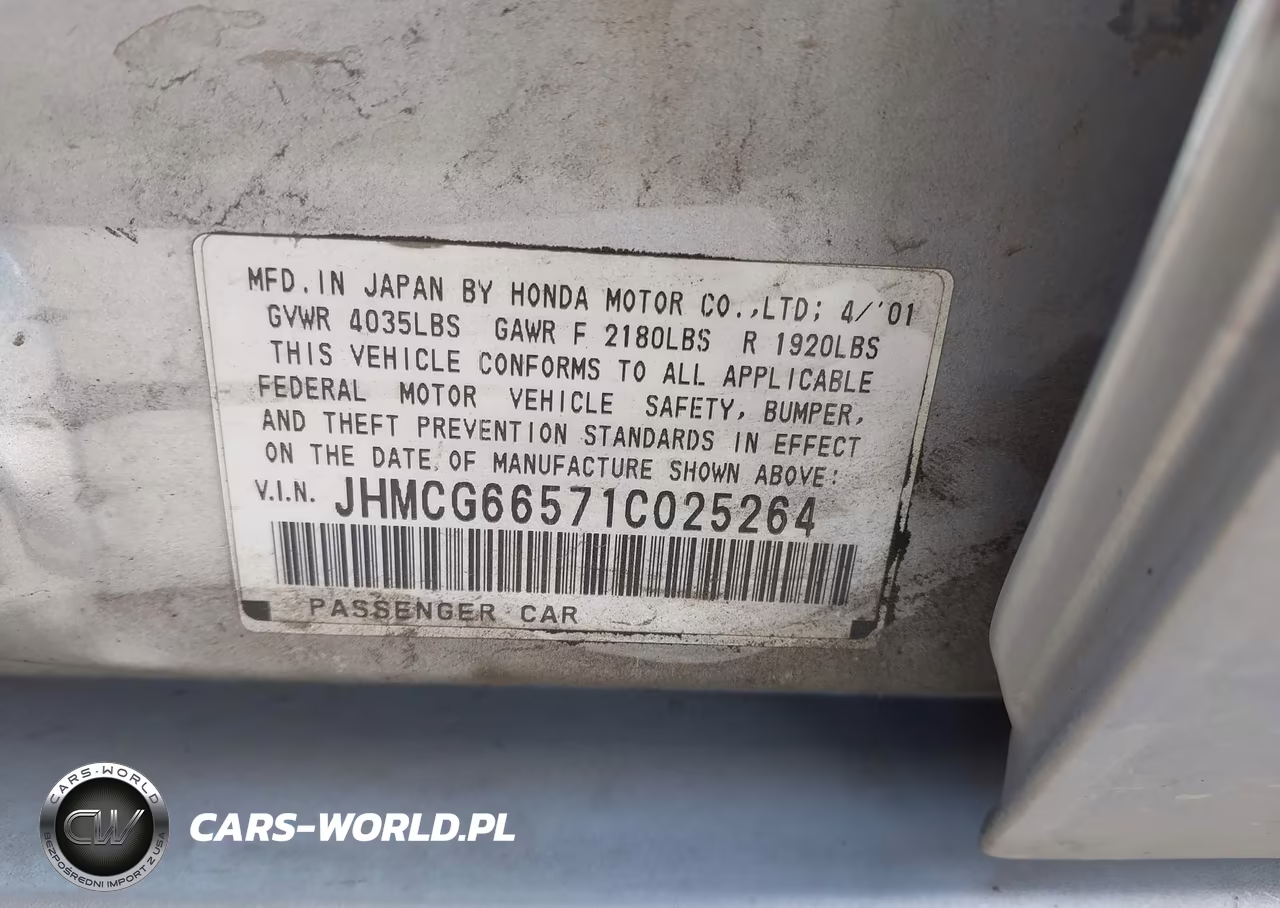 2001 Honda Accord 2.3 Lx VIN:JHMCG66571C025264 - 9