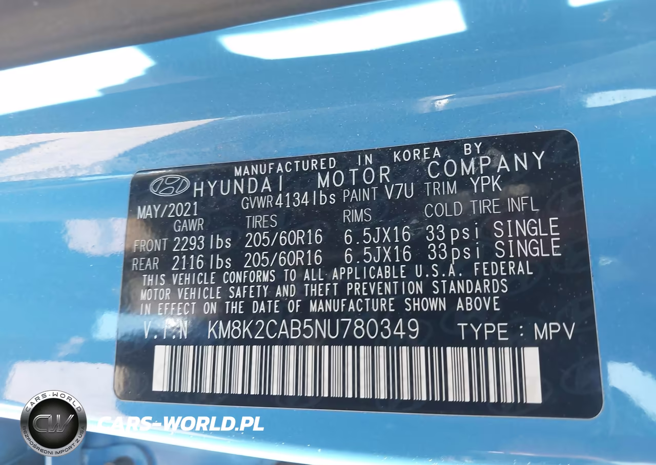 2022 Hyundai Kona Se VIN:KM8K2CAB5NU780349 - 9