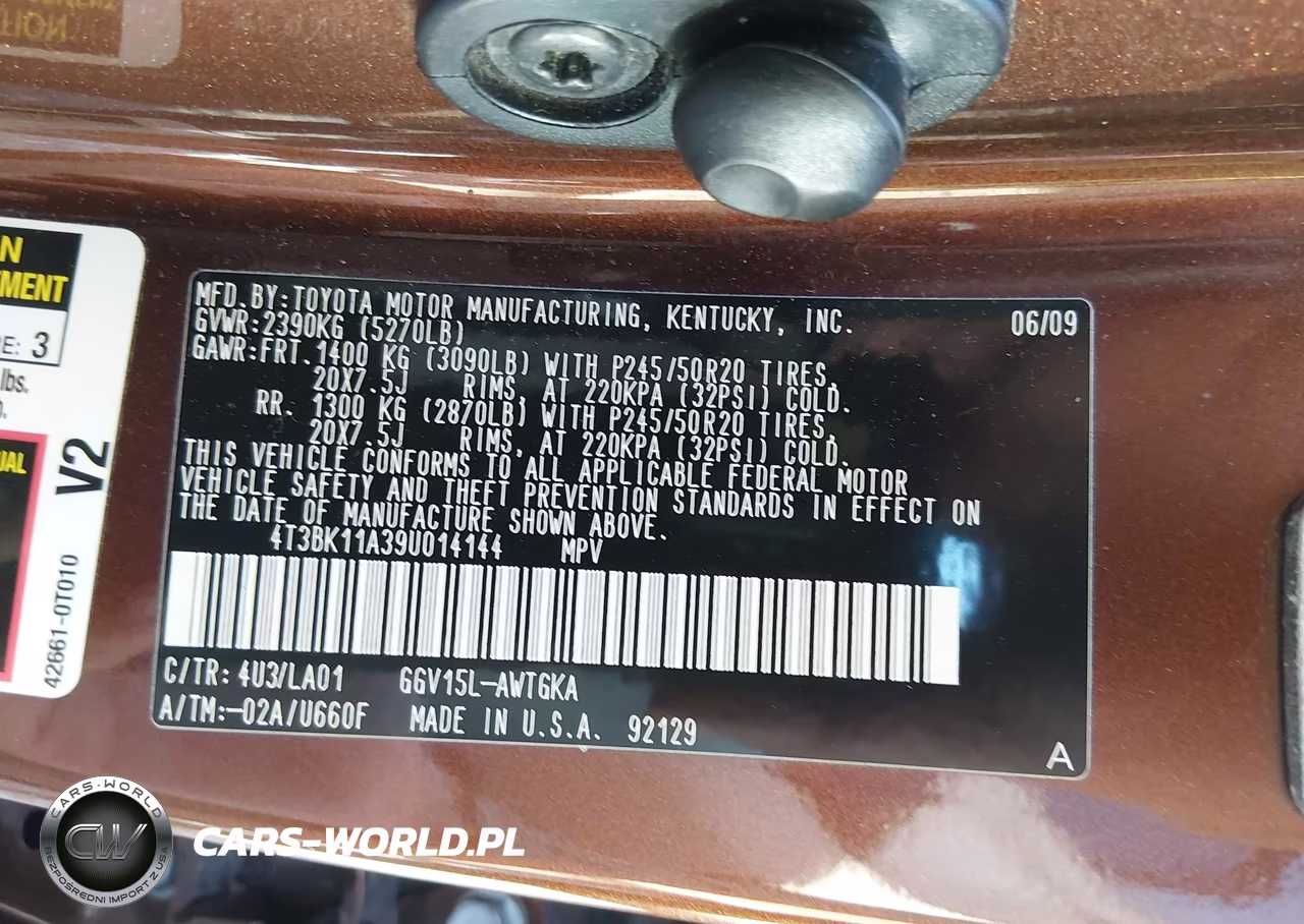 2009 Toyota Venza Awd V6 VIN:4T3BK11A39U014144 - 9