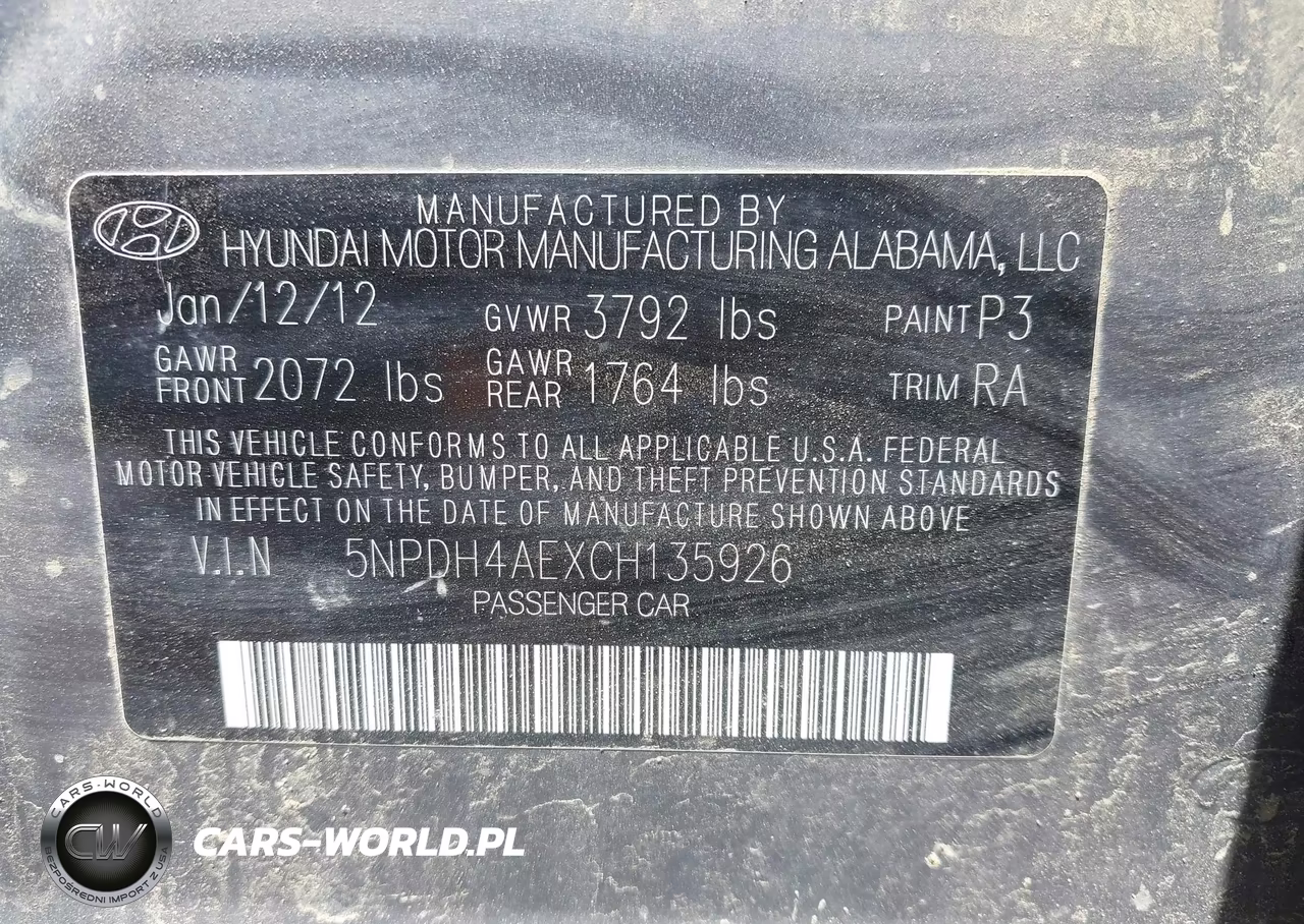 2012 Hyundai Elantra Gls VIN:5NPDH4AEXCH135926 - 9