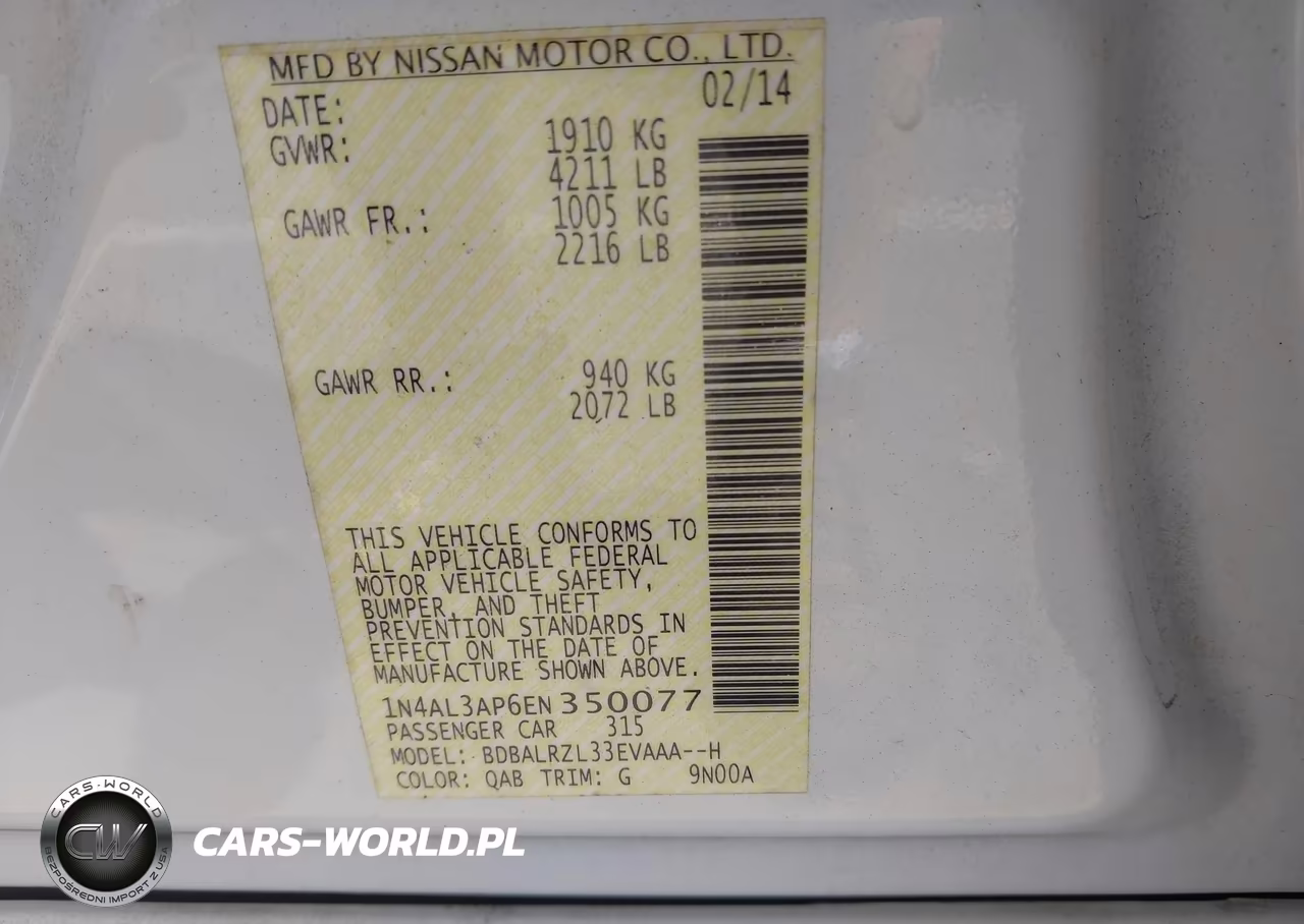 2014 Nissan Altima 2.5 S VIN:1N4AL3AP6EN350077 - 9