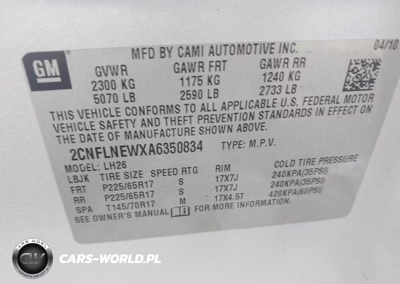 2010 Chevrolet Equinox Lt VIN:2CNFLNEWXA6350834 - 9