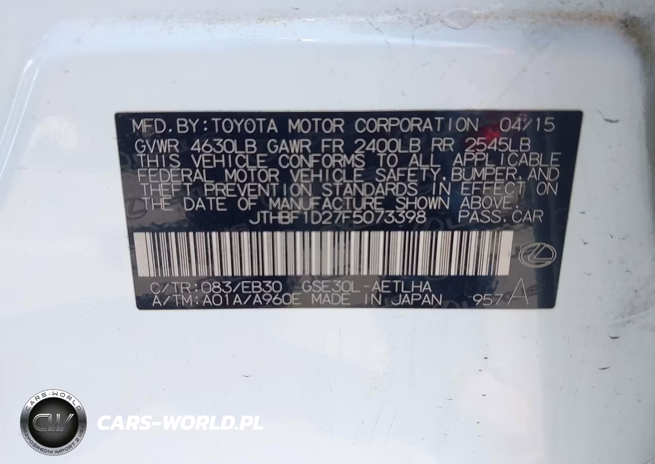 2015 Lexus Is 250 VIN:JTHBF1D27F5073398 - 9