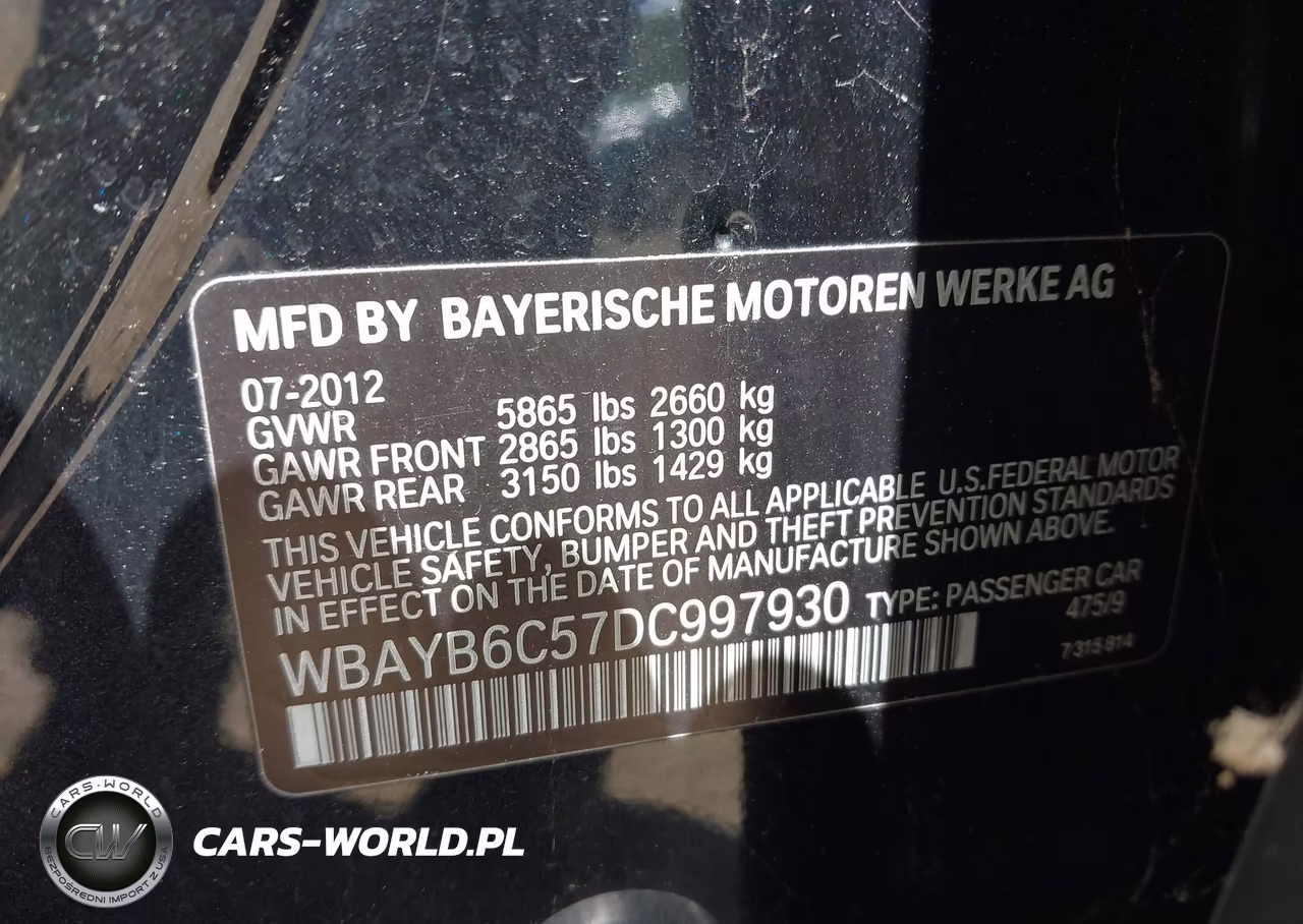 2013 BMW 750I xDrive VIN:WBAYB6C57DC997930 - 9