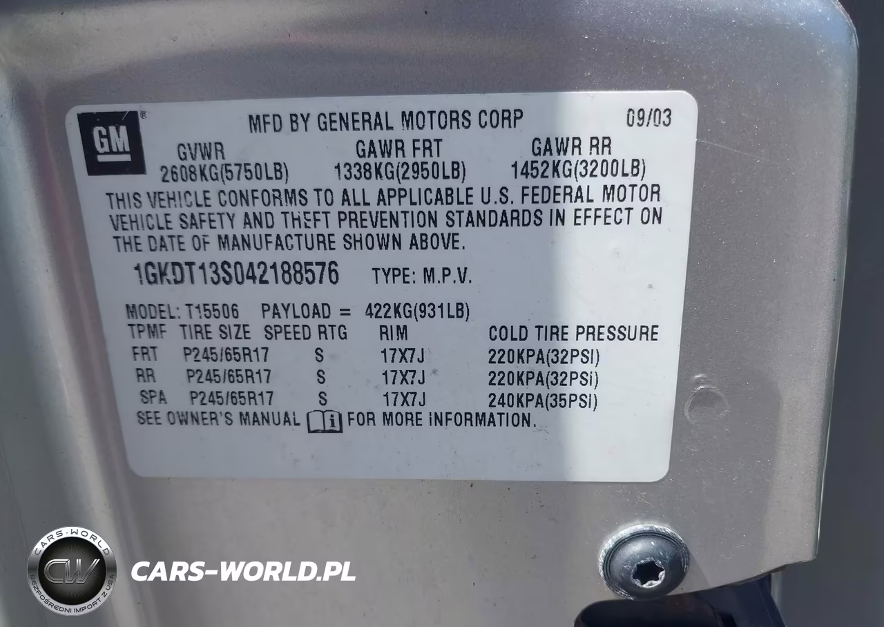 2004 GMC Envoy VIN:1GKDT13S042188576 - 9