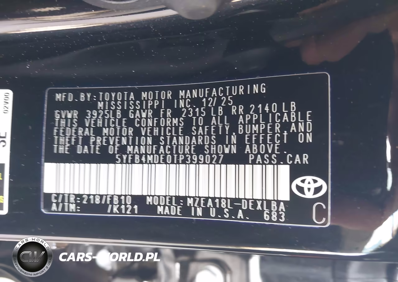 2026 Toyota Corolla Le VIN:5YFB4MDE0TP399027 - 9